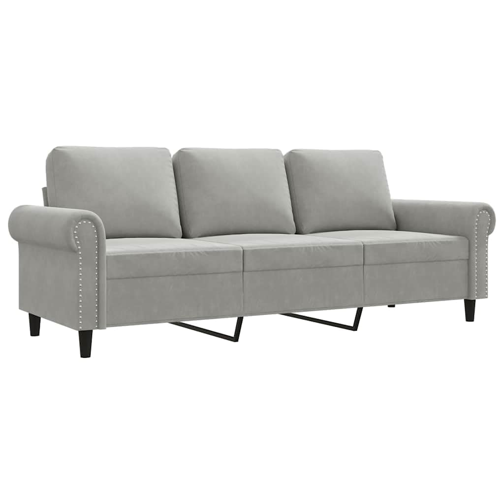 Light Gray Velvet 3-Seater Sofa J397909