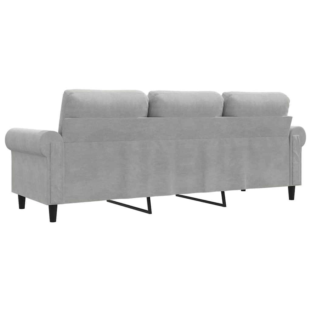 Light Gray Velvet 3-Seater Sofa J397909
