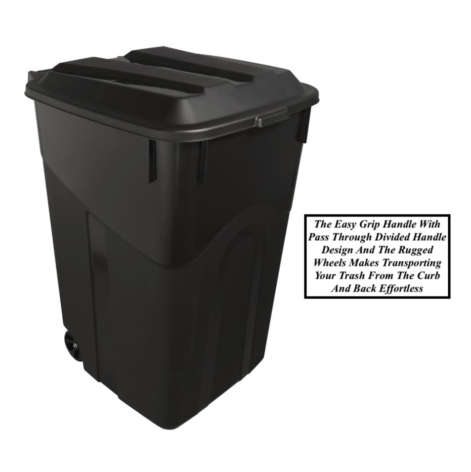 45 Gallon Heavy Duty Plastic Trash Cans with Wheels P553719