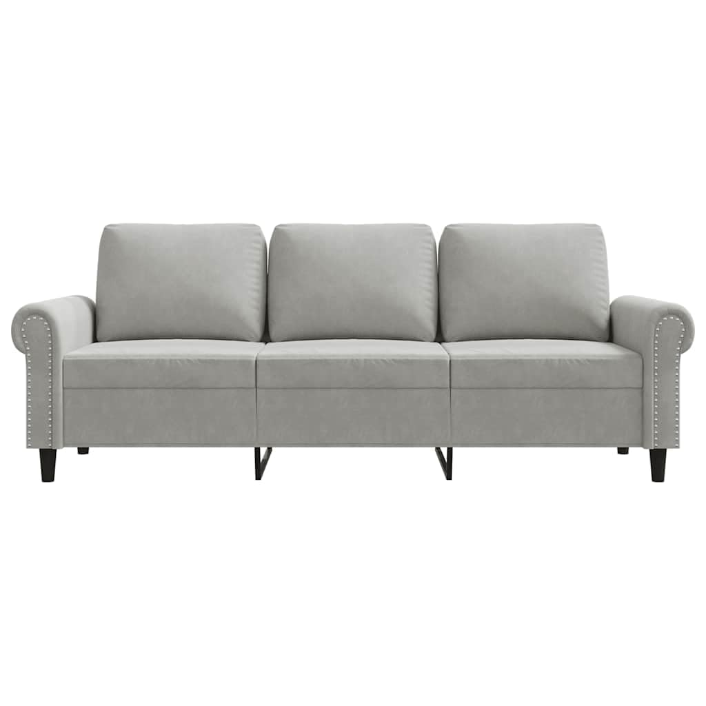 Light Gray Velvet 3-Seater Sofa J397909