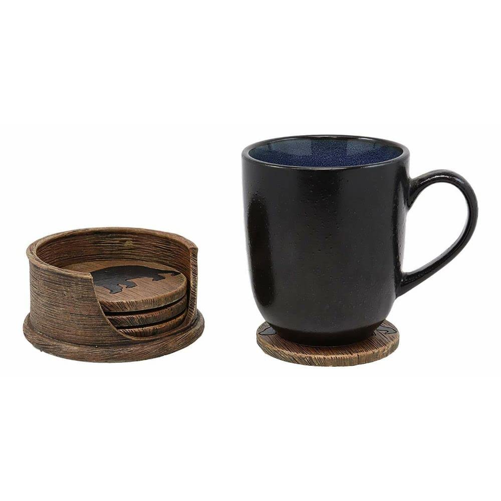 Black Bear Coaster Holder with 4 Round Coasters A580