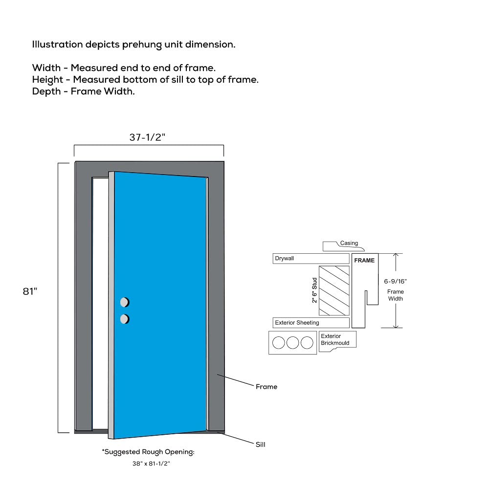 Primed Left Hand Outswing 1/2 Lite 2-Panel Clear Glass Steel Prehung Front Door 36" x 80" K8427