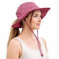 Ponytail Sun Hat Waterproof UPF 50+ Wide Brim E212