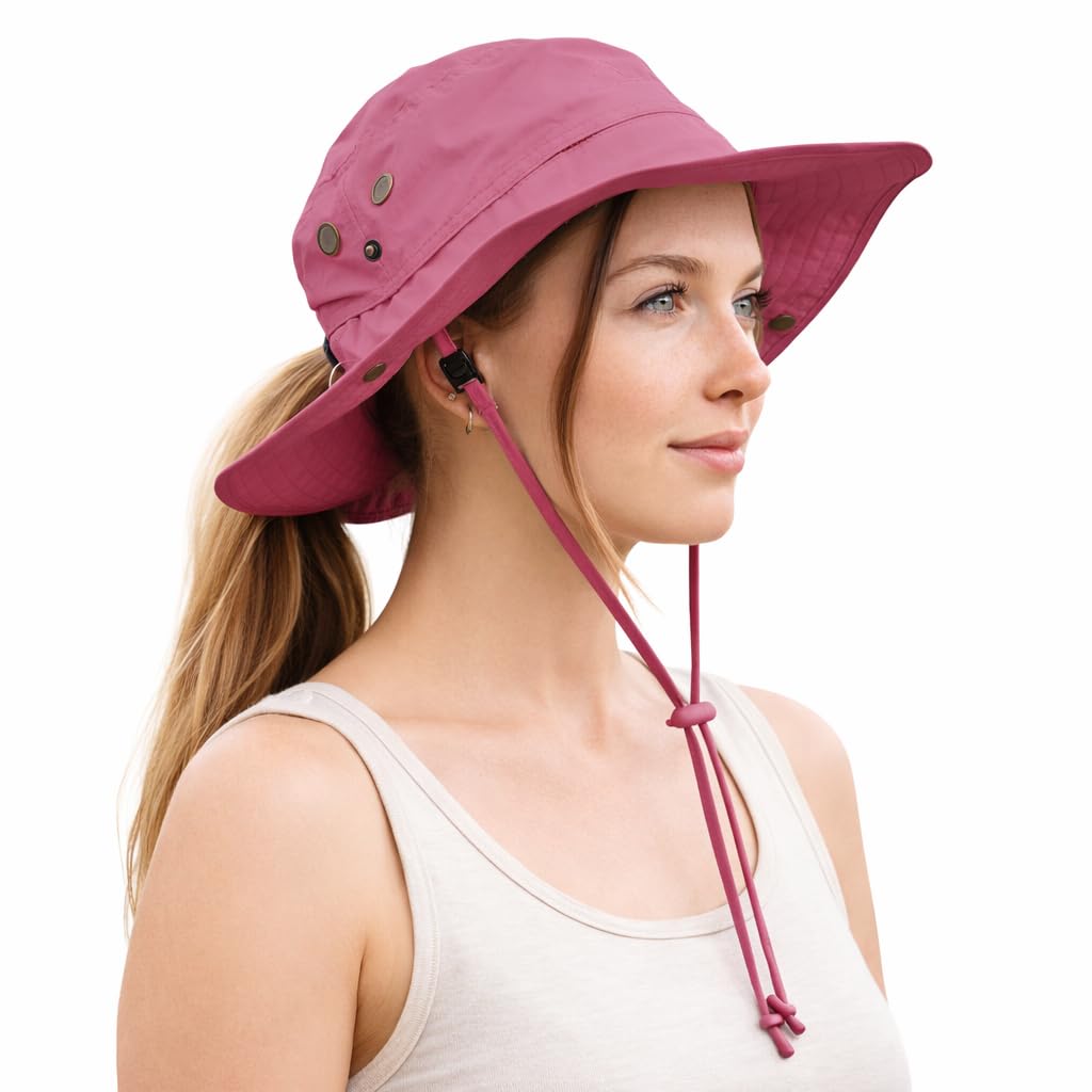 Ponytail Sun Hat Waterproof UPF 50+ Wide Brim E212