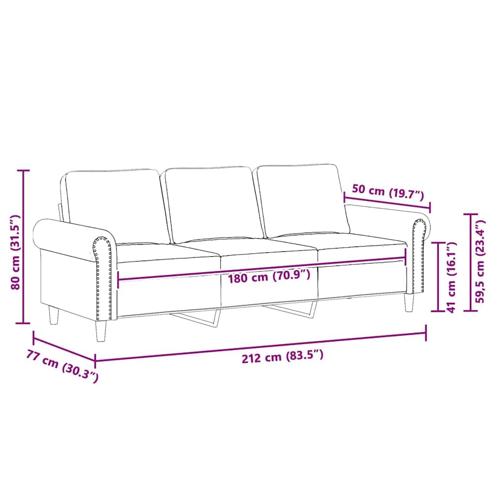 Light Gray Velvet 3-Seater Sofa J397909