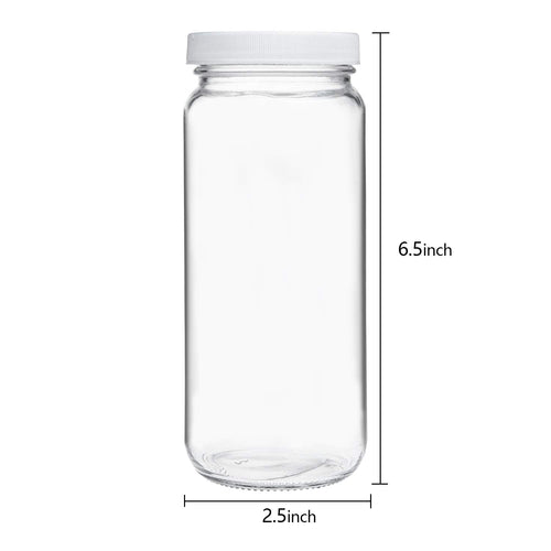 16 Pack 16oz Clear Glass Bottles with Airtight Lids H79625