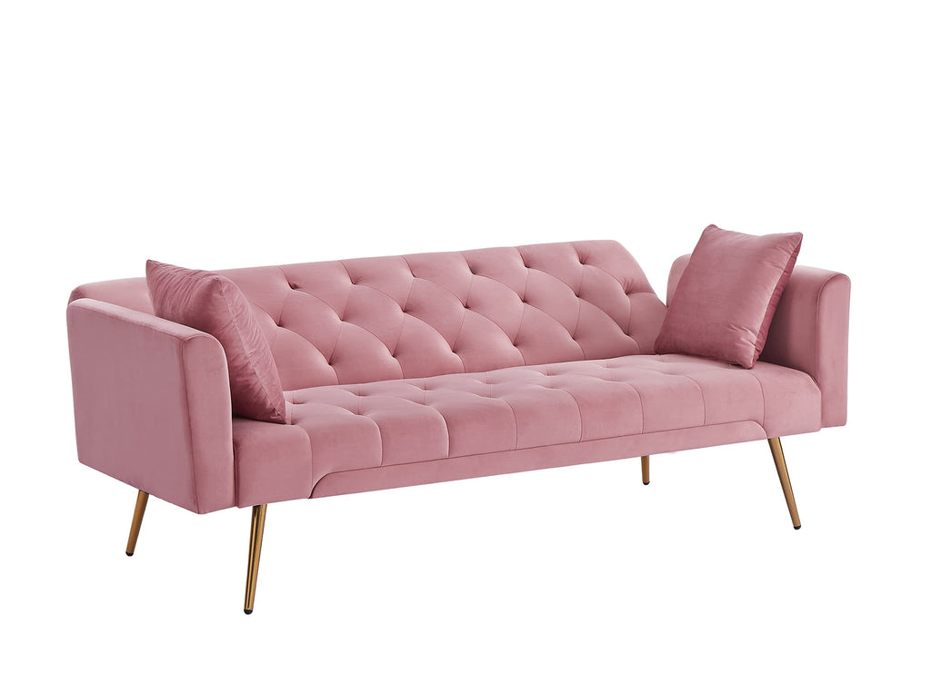 Pink Velvet Convertible Sleeper Sofa Bed C8802