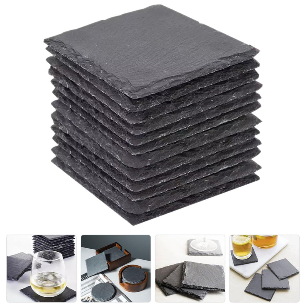 Black Natural Stone Coasters Set X1370