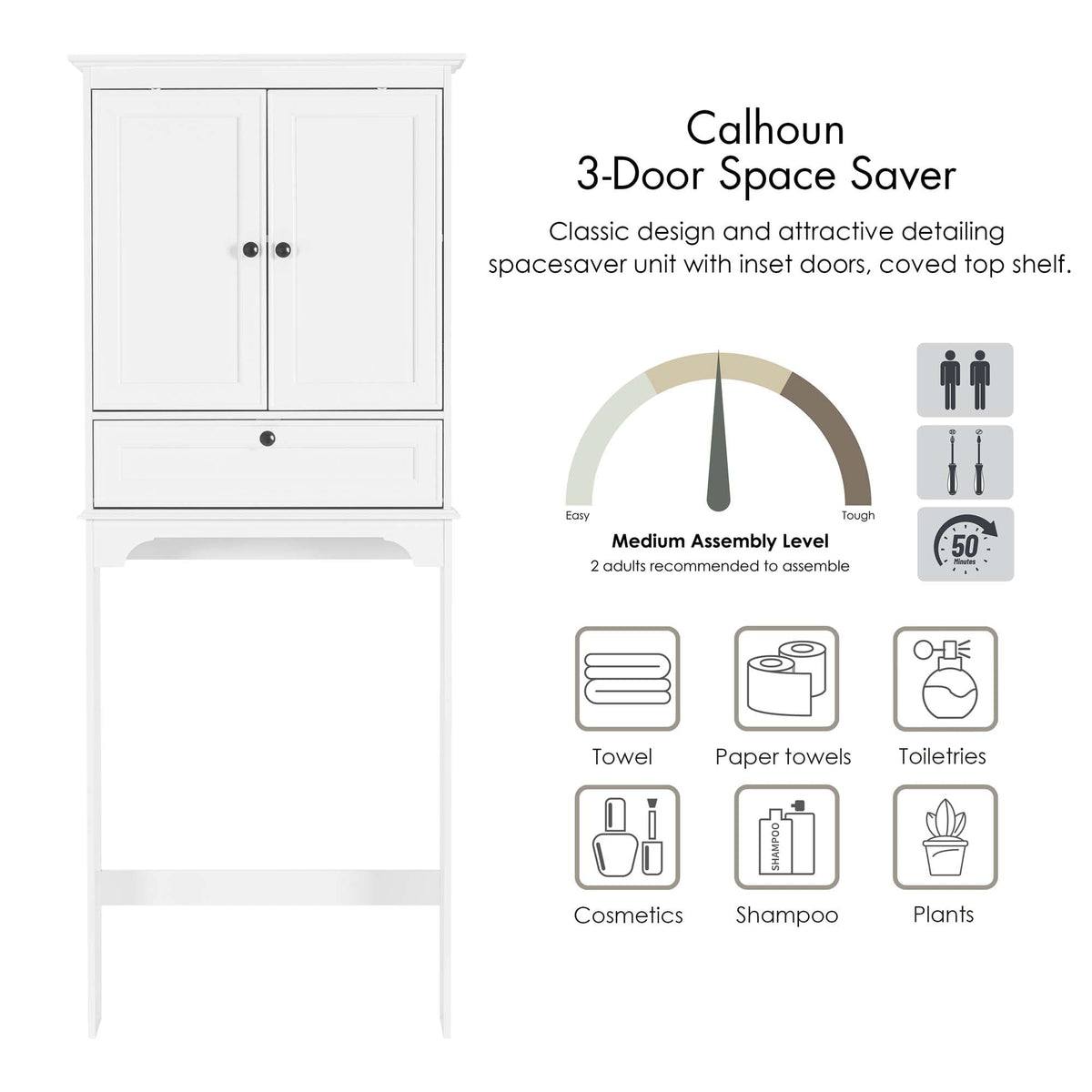 White Over the Toilet Storage Cabinet H43824