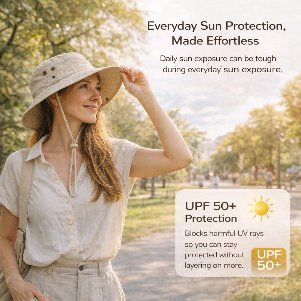 Ponytail Sun Hat Waterproof UPF 50+ Wide Brim E212