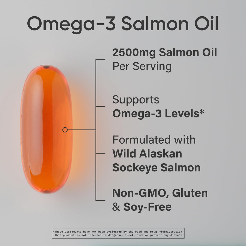Omega-3 Wild Sockeye Salmon Oil 2500mg 180 Softgels B242516