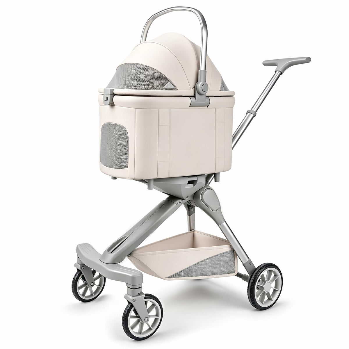Khaki Dog Stroller with Detachable Carrier A684