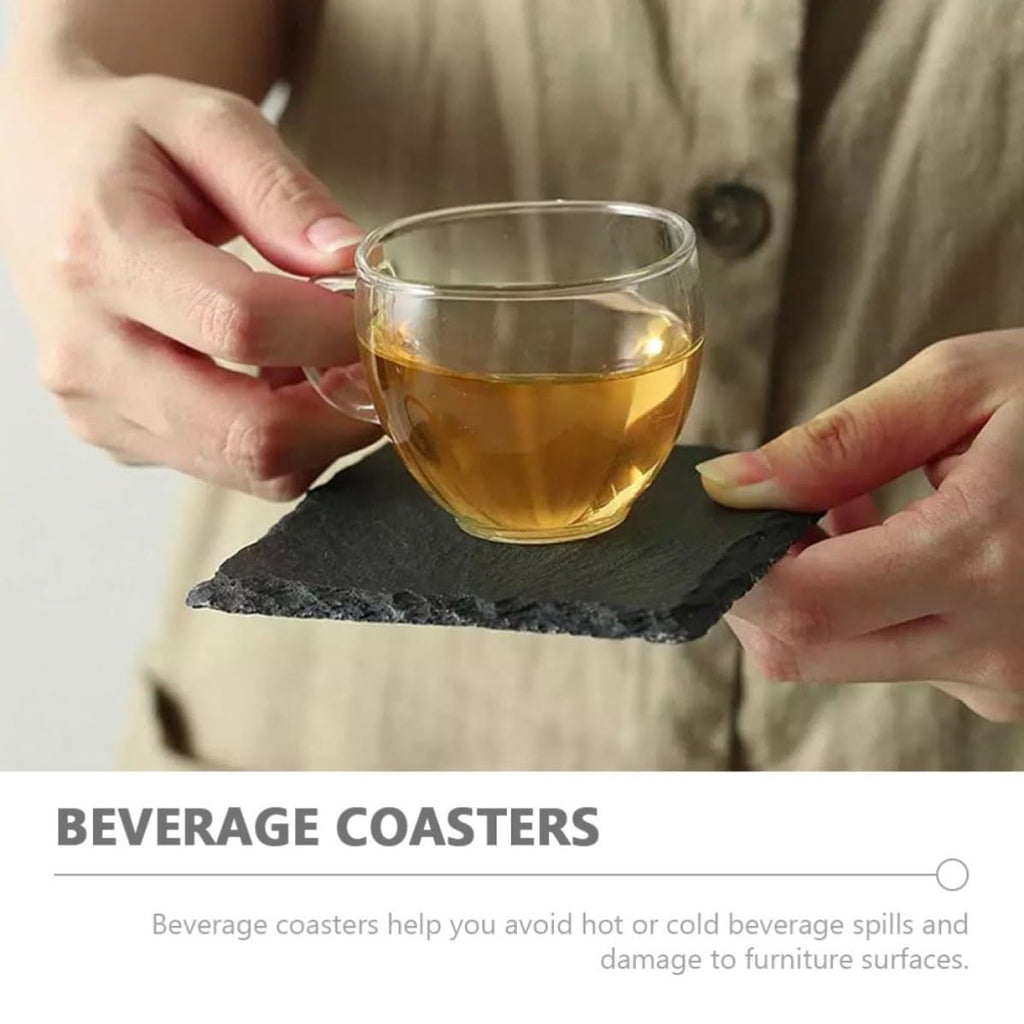 Black Natural Stone Coasters Set X1370