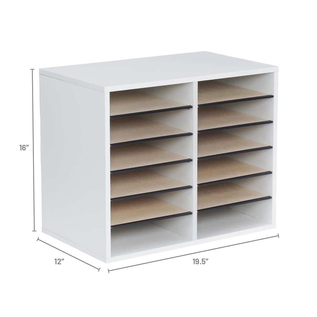12 Compartment Wood Literature Organizer P7185