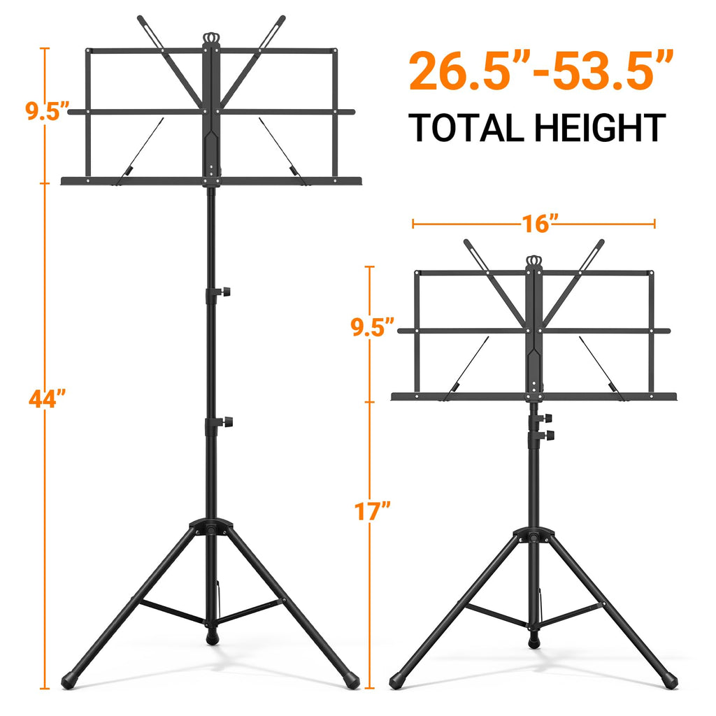 Black Portable Sheet Music Stand with Clamp and Carrying Bag T433569
