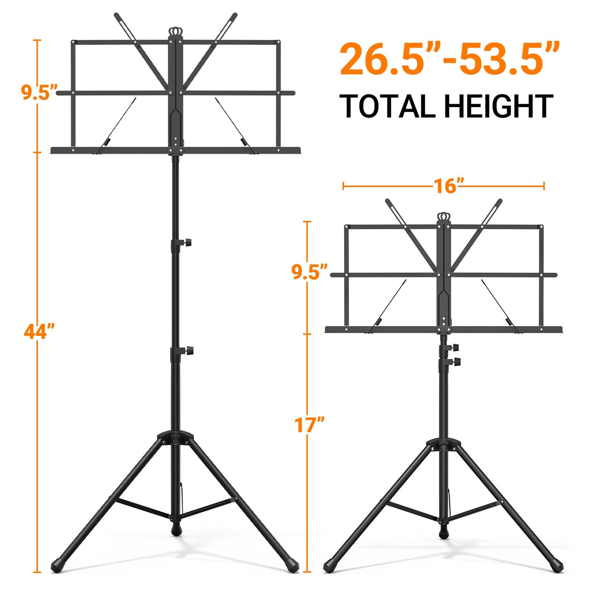 Black Portable Sheet Music Stand with Clamp and Carrying Bag T433569