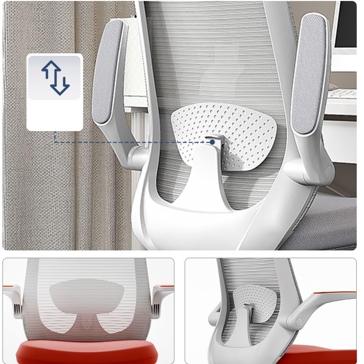 Orange Mesh Office Chair with Adjustable Armrests Q514557