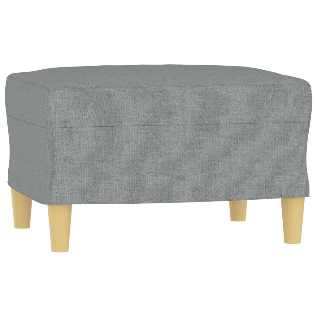 Light Gray 3-Seater Fabric Sofa with Footstool I786