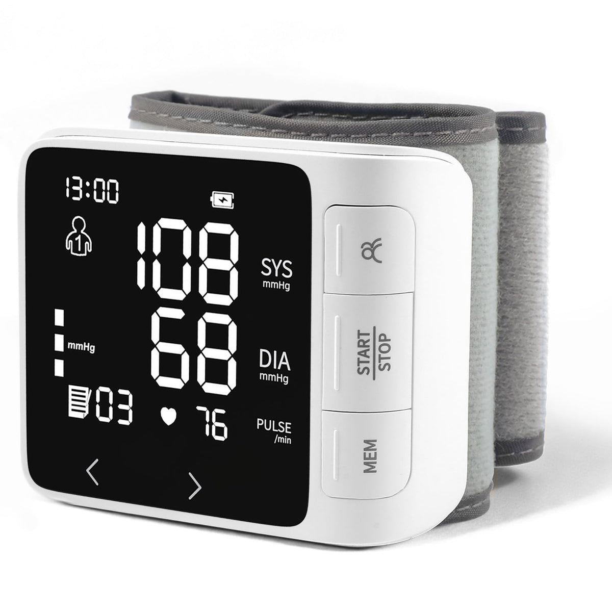 Wrist Blood Pressure Monitor with 2 Users Memory LCD Display U444320