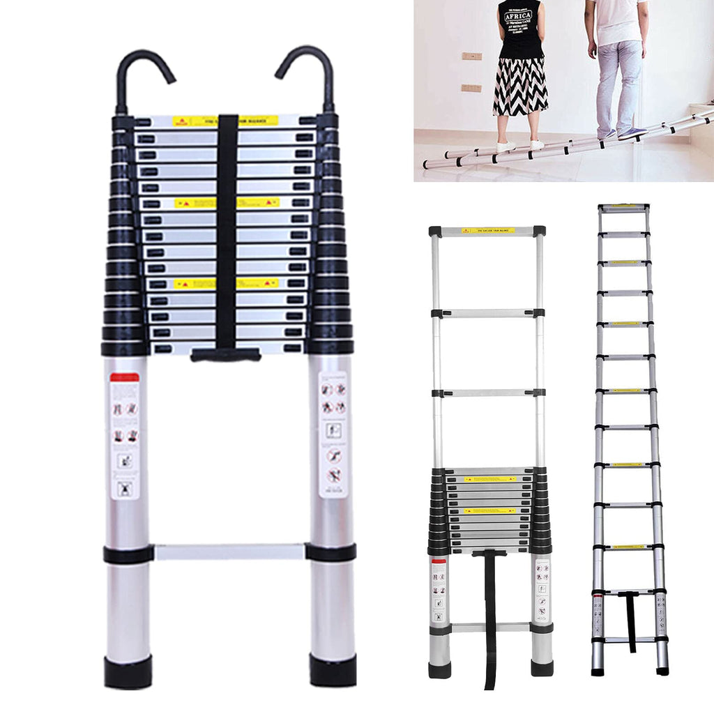 20.5FT Aluminum Telescoping Ladder with 2 Detachable Hooks H981857
