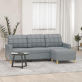 Light Gray 3-Seater Fabric Sofa with Footstool I786