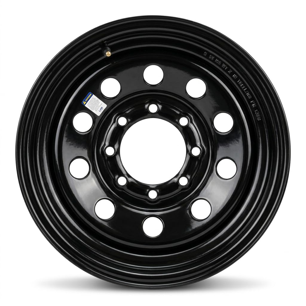 16x6 Black Modular Steel Trailer Wheels 8 Lug T72800