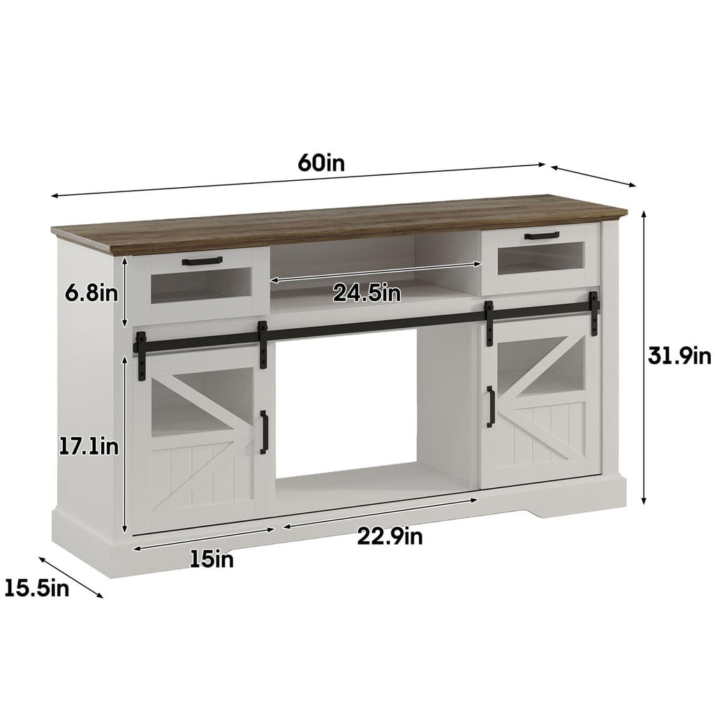 TV Stand with Storage Cabinet and Sliding Barn Doors U690
