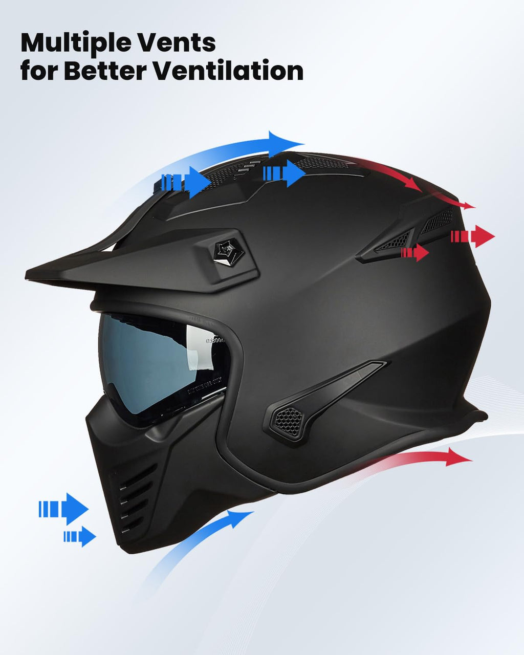 Open Face 3/4 Half Motorcycle Helmet DOT Matte Black M O627