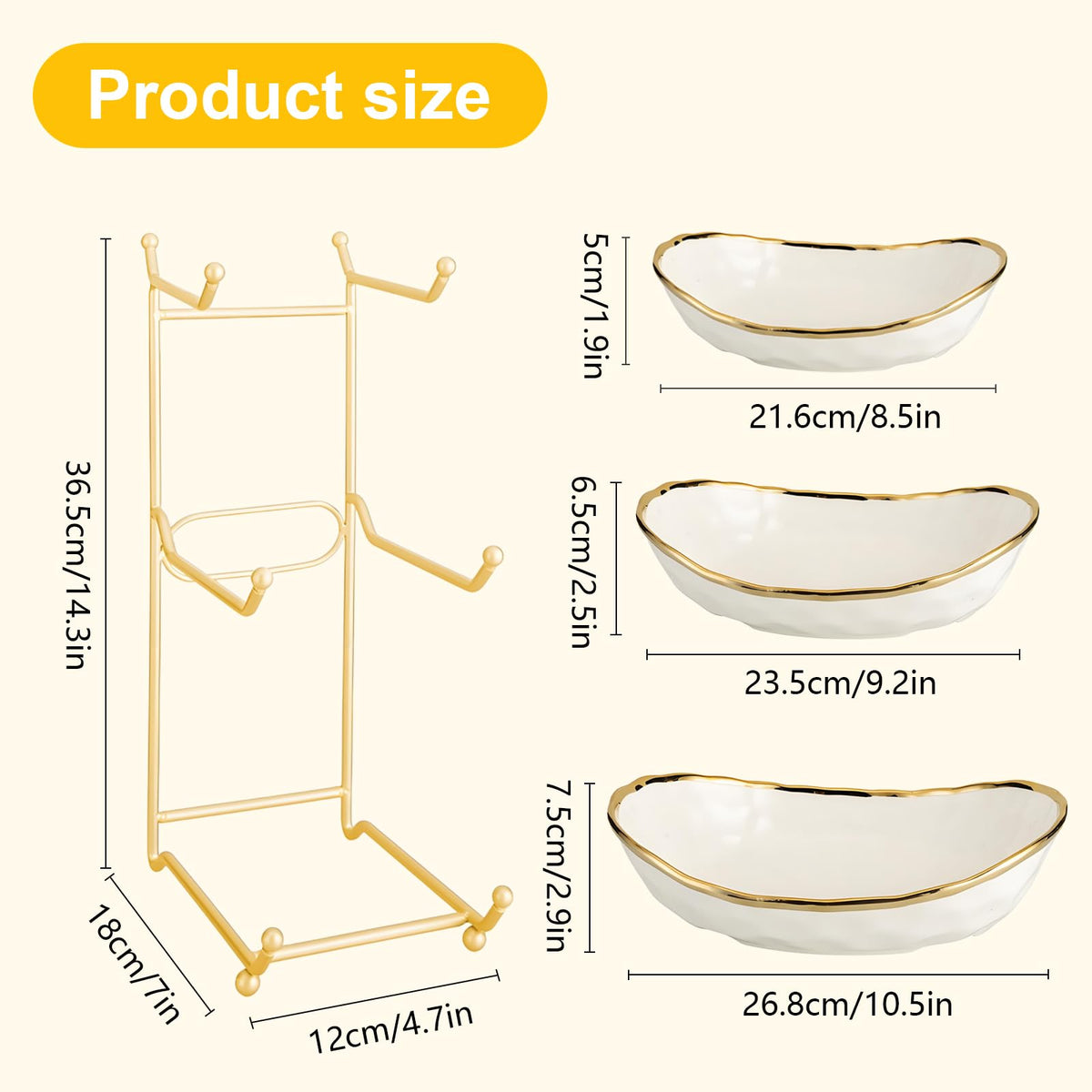3-Tier Ceramic Fruit Bowl with Stand H1214