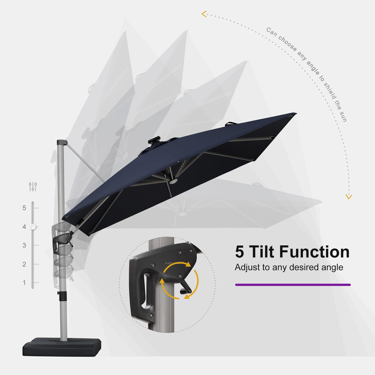 Navy Blue 10' X 10' Solar LED Patio Umbrella with Base J448268