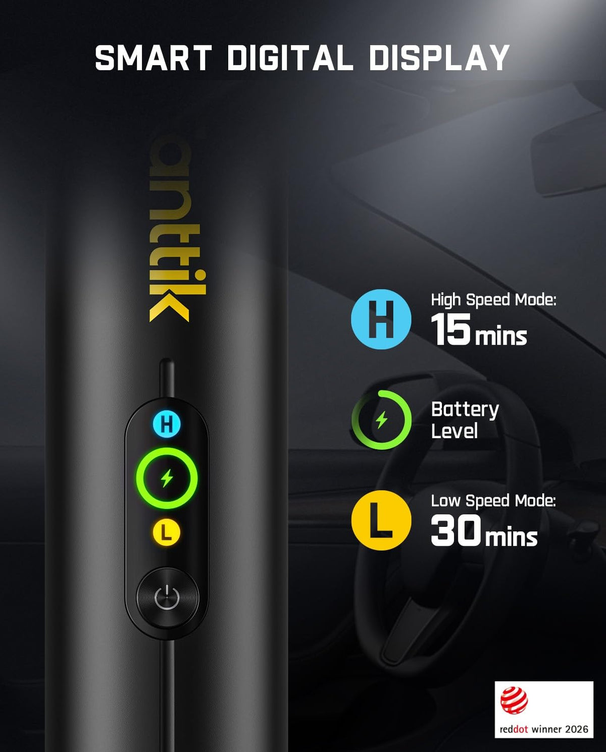 Cordless Handheld Car Vacuum, 19kPa, Black H1989
