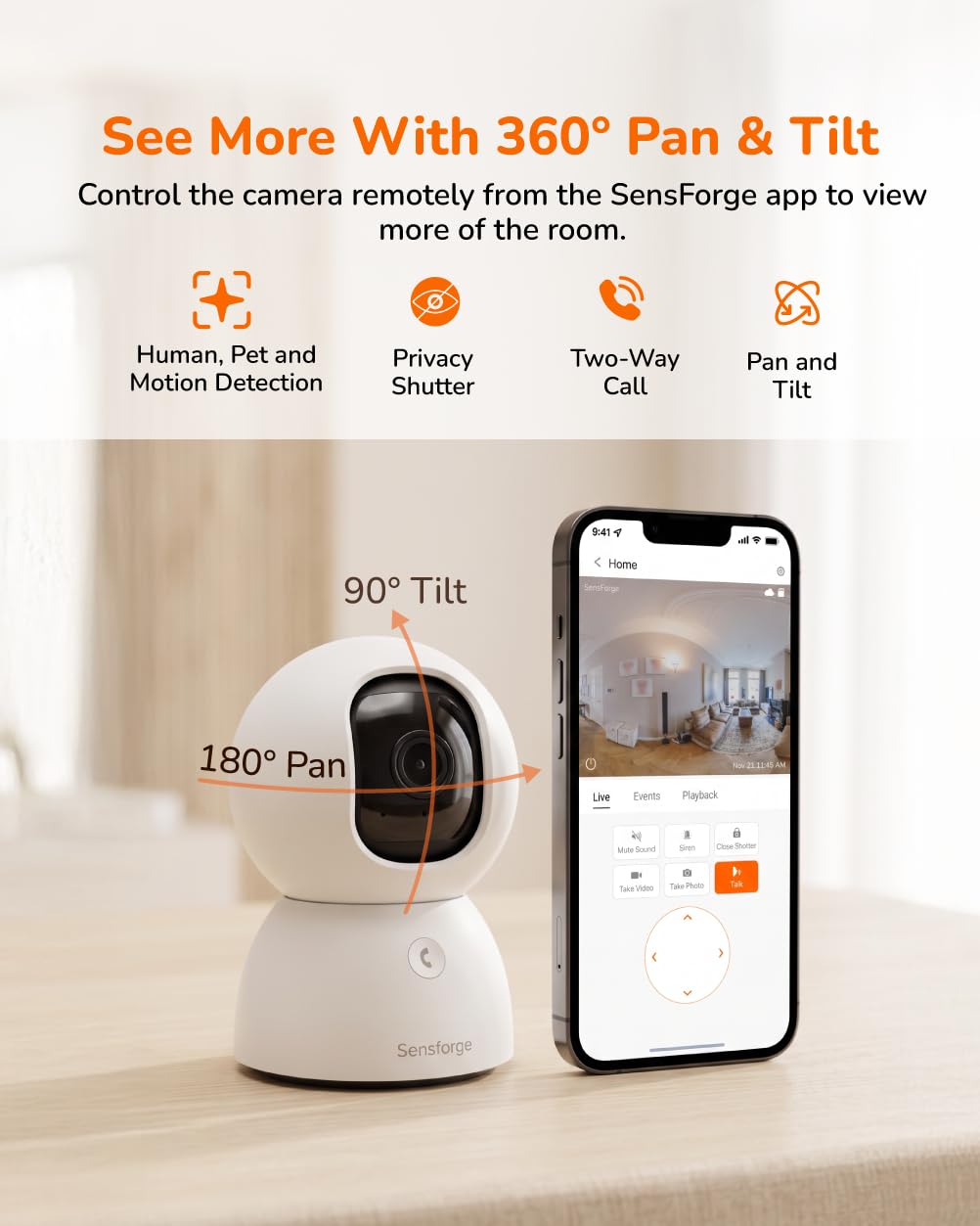 2.5K Indoor Pan-Tilt Security Camera R90478