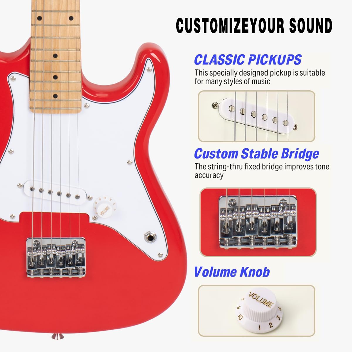 32 Inch Junior Size Red Electric Guitar Beginner Kit with Amplifier and Bag D362478