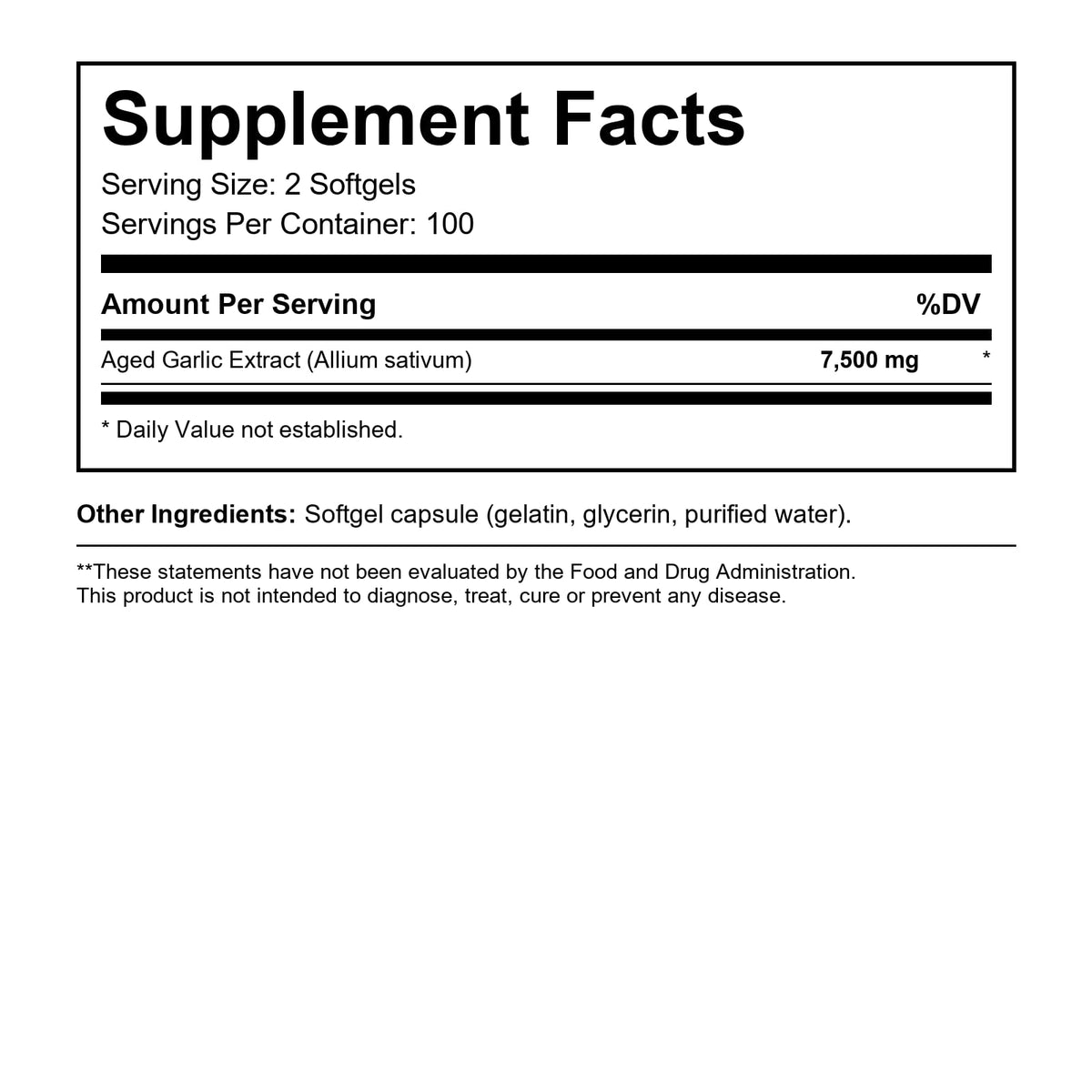 Odorless Aged Garlic Extract 200 Softgels F1093