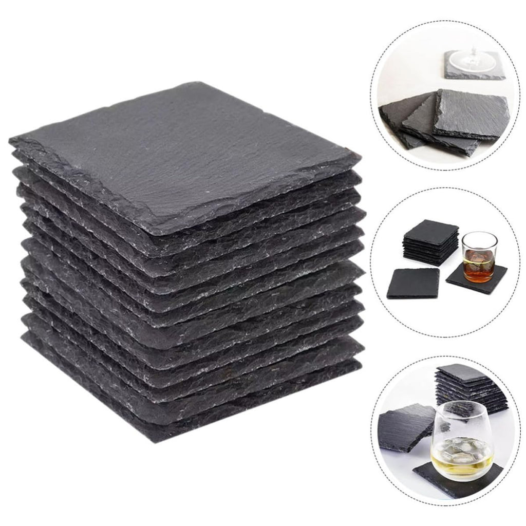 Black Natural Stone Coasters Set X1370
