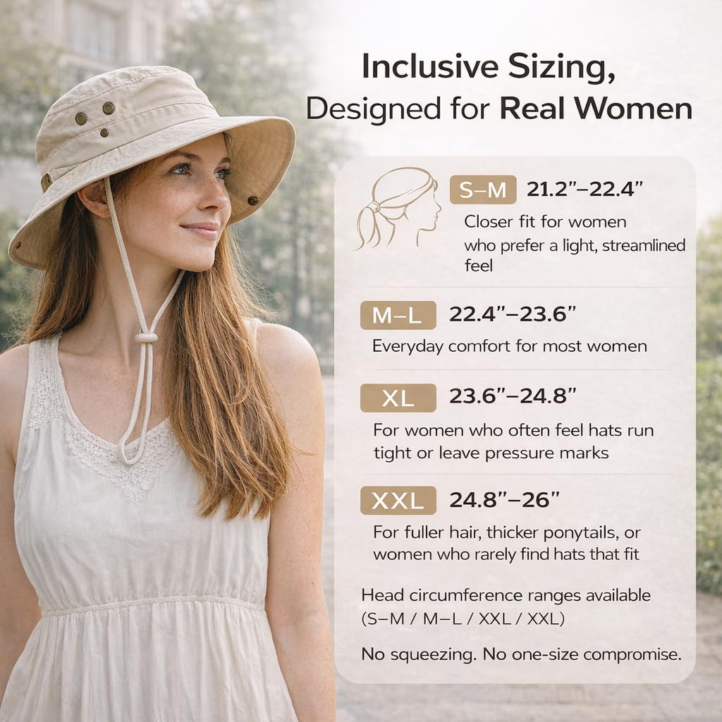 Ponytail Sun Hat Waterproof UPF 50+ Wide Brim E212