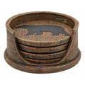 Black Bear Coaster Holder with 4 Round Coasters A580