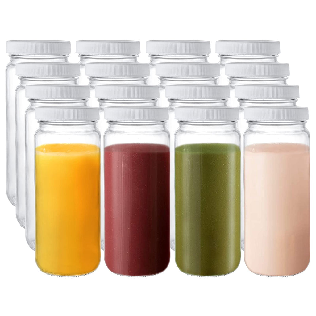 16 Pack 16oz Clear Glass Bottles with Airtight Lids H79625