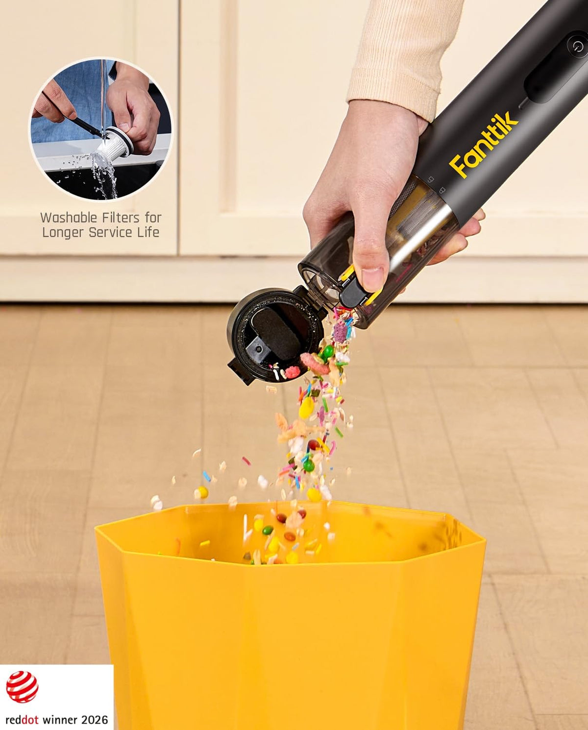 Cordless Handheld Car Vacuum, 19kPa, Black H1989