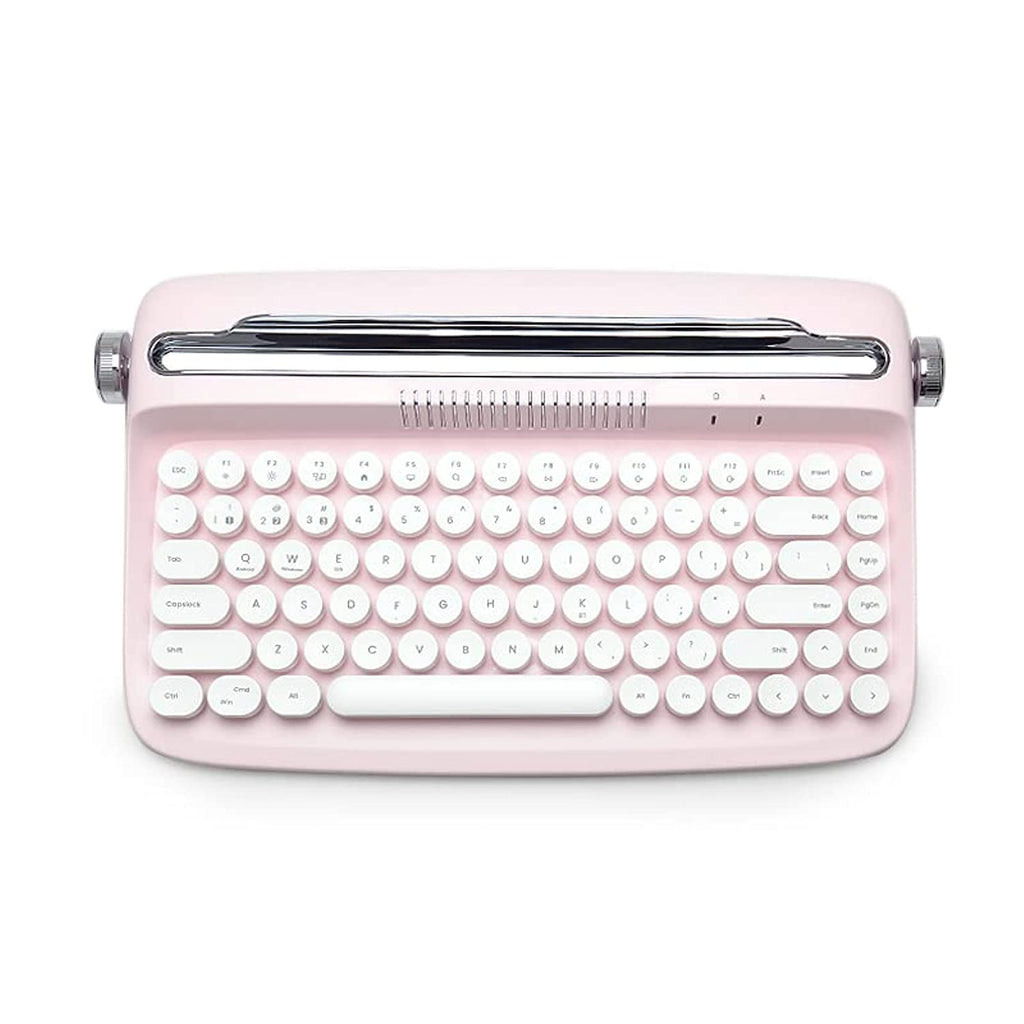 Wireless Retro Typewriter Bluetooth Keyboard Baby Pink W7562