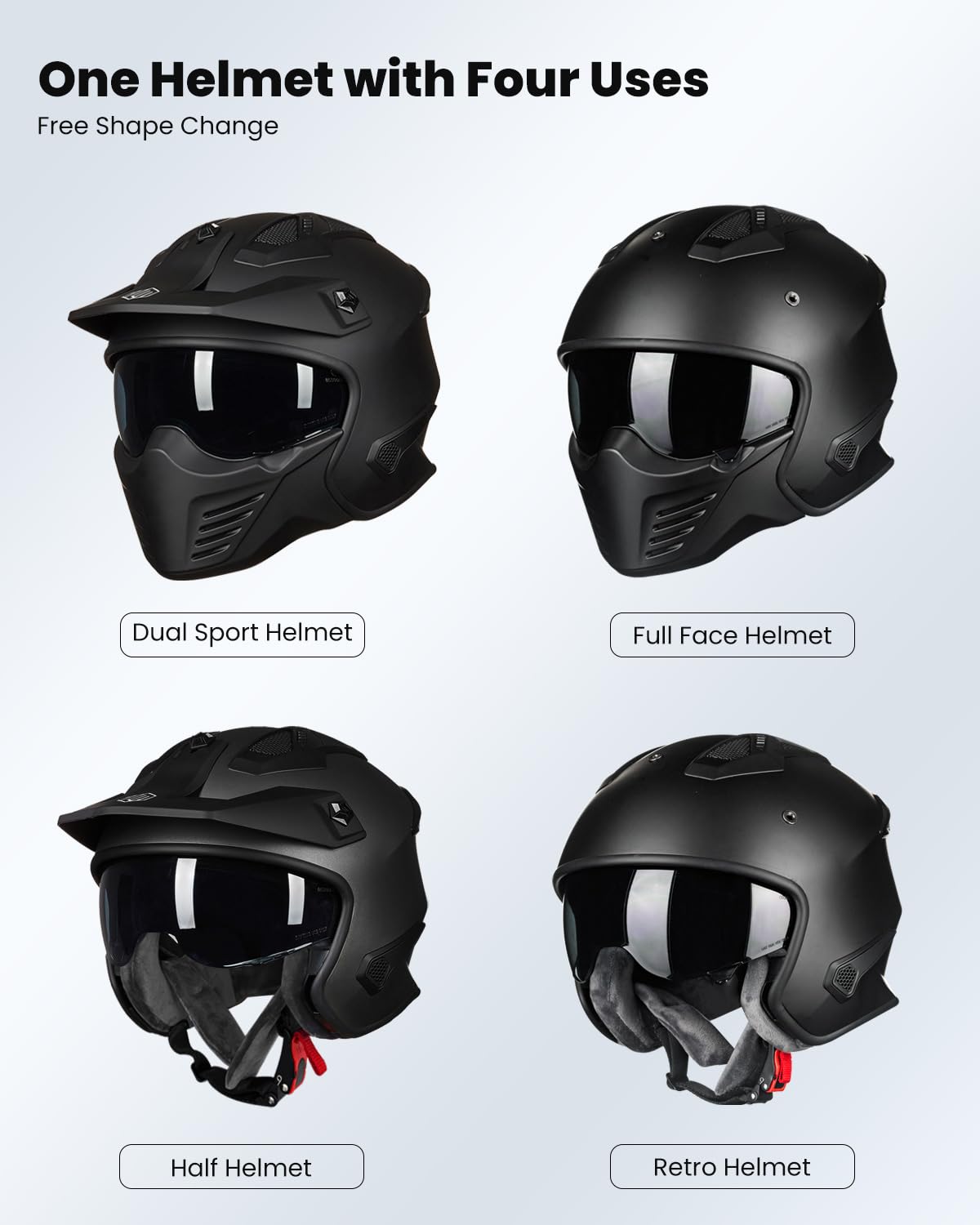 Open Face 3/4 Half Motorcycle Helmet DOT Matte Black M O627