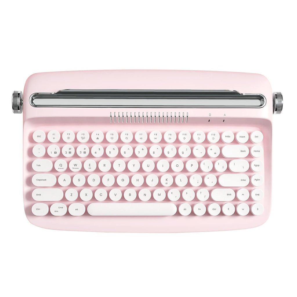 Wireless Retro Typewriter Bluetooth Keyboard Baby Pink W7562