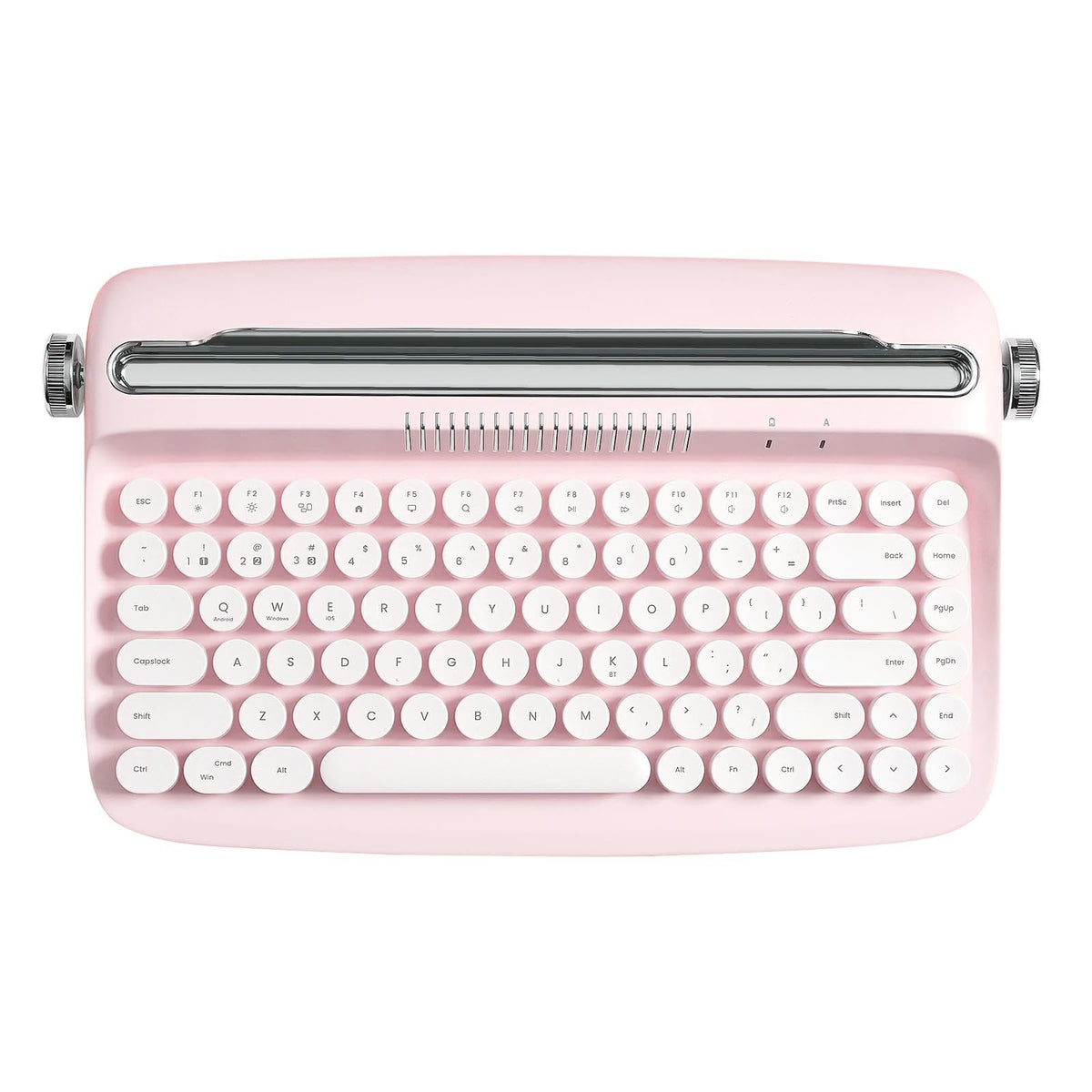 Wireless Retro Typewriter Bluetooth Keyboard Baby Pink W7562