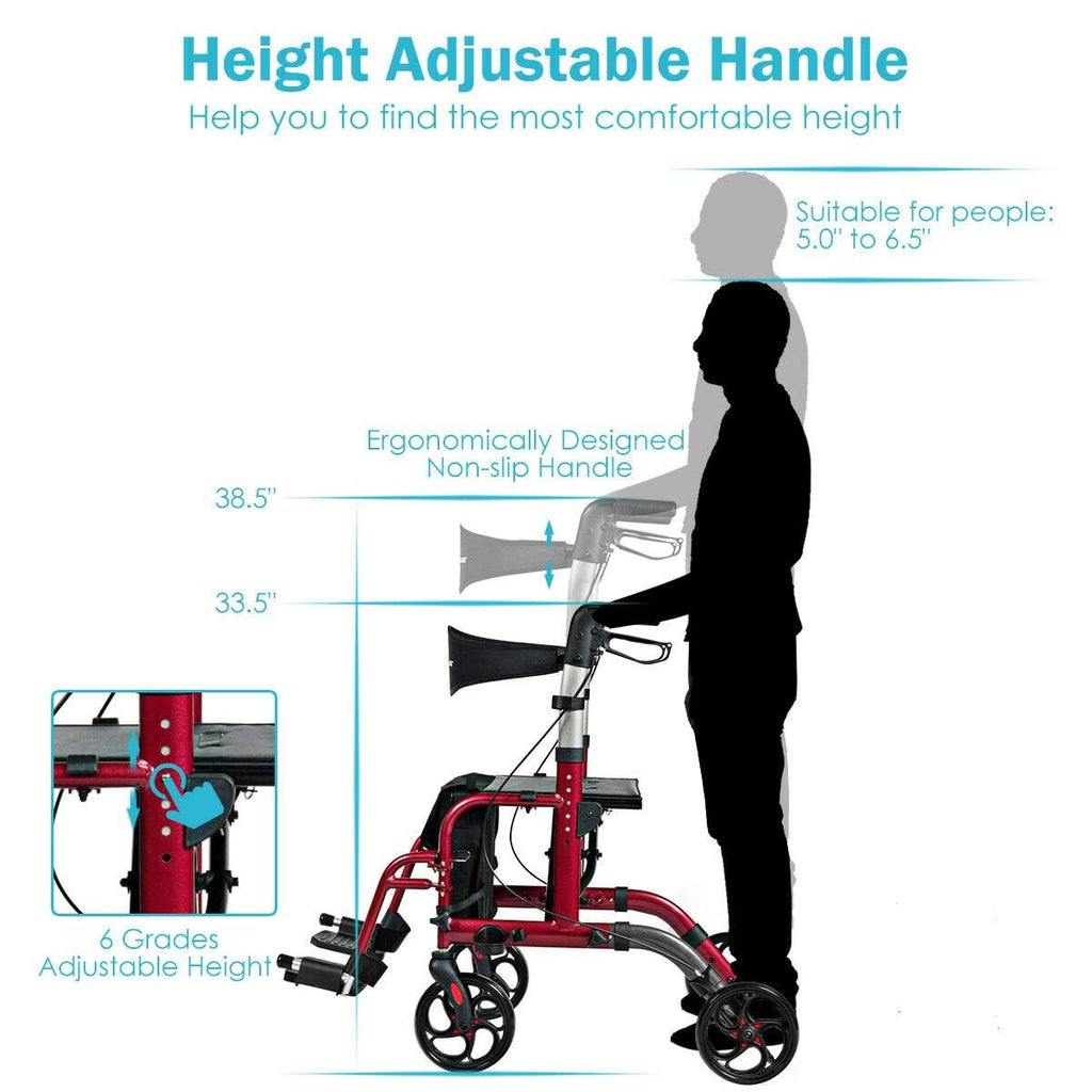 2 in 1 Folding Rollator Walker with Seat M959263