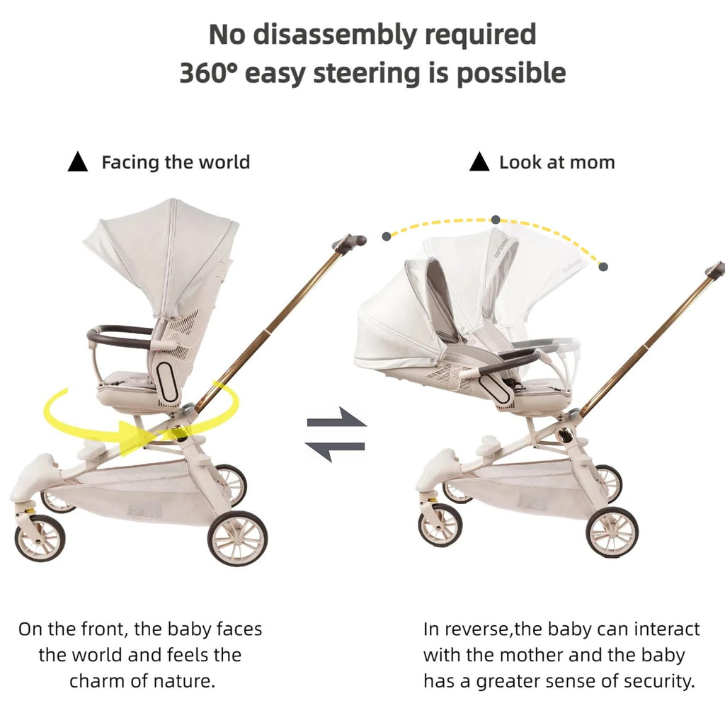 Lightweight Folding Stroller Wagon with Reversible Seat and Canopy K689