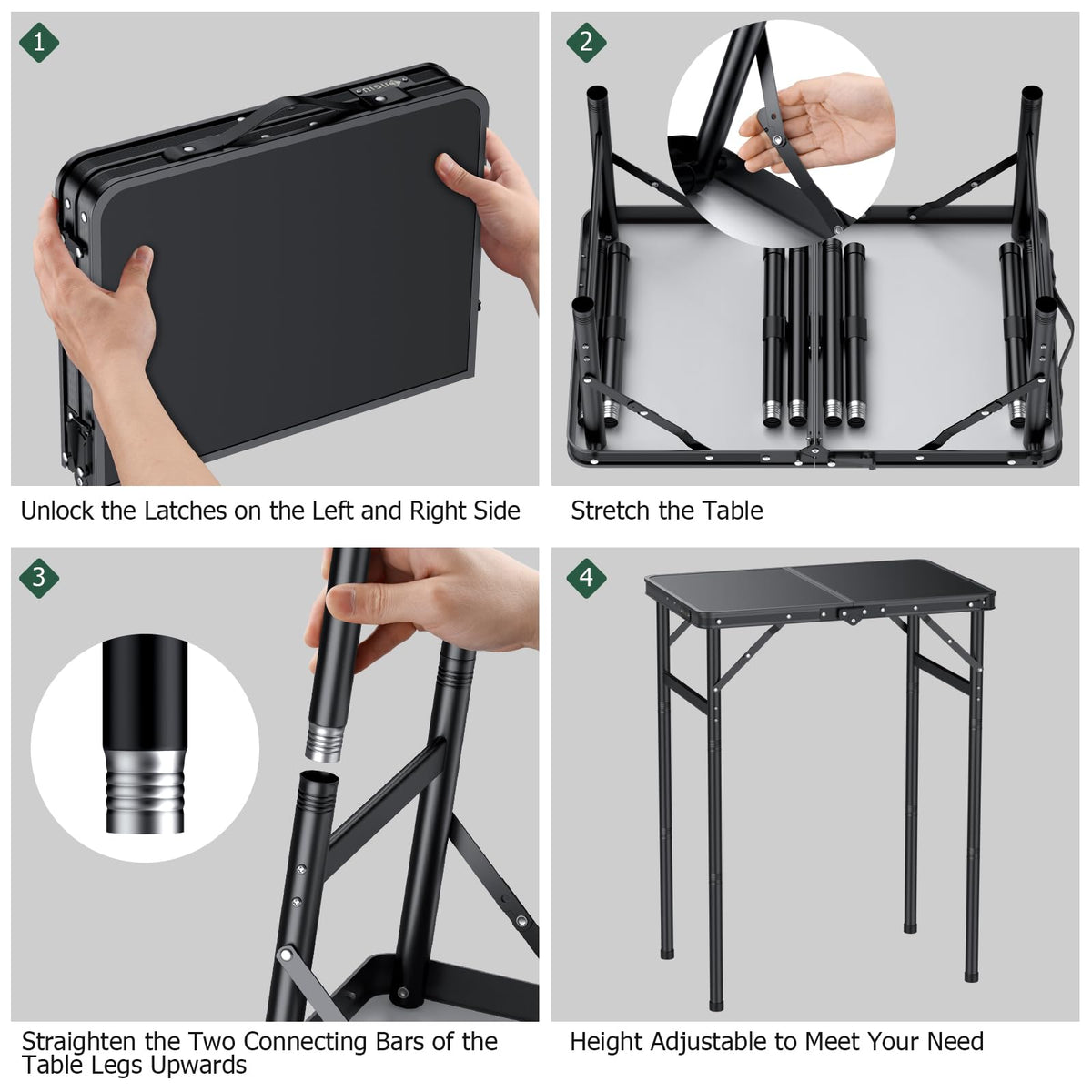 Folding Camping Table 3 Adjustable Height G20733