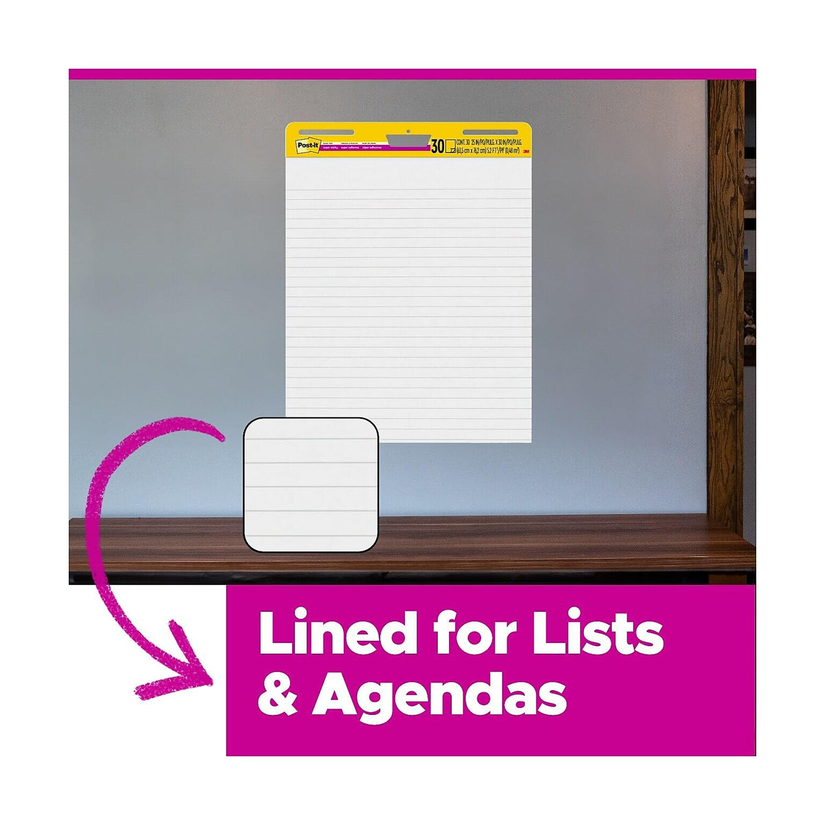 Lined Wall Easel Pad 25" x 30" 8 Pads/Pack C636