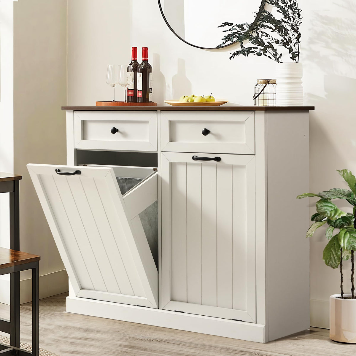 Double Laundry Hamper Cabinet with 2 Drawer U8857