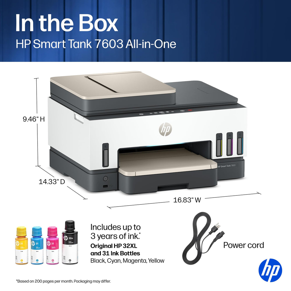 Wireless All-in-One Ink Tank Printer, Scanner, Fax, Copier P38446