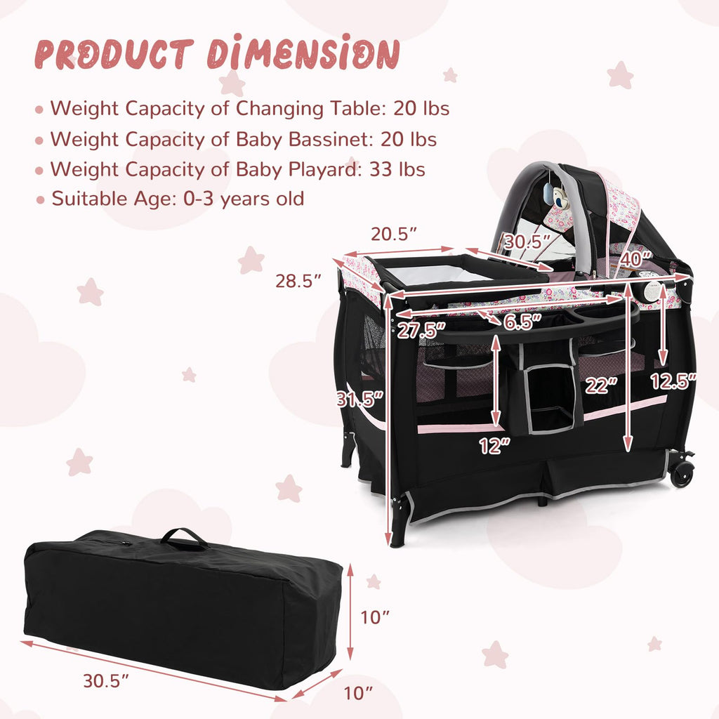 4 in 1 Portable Baby Playpen with Bassinet M9252